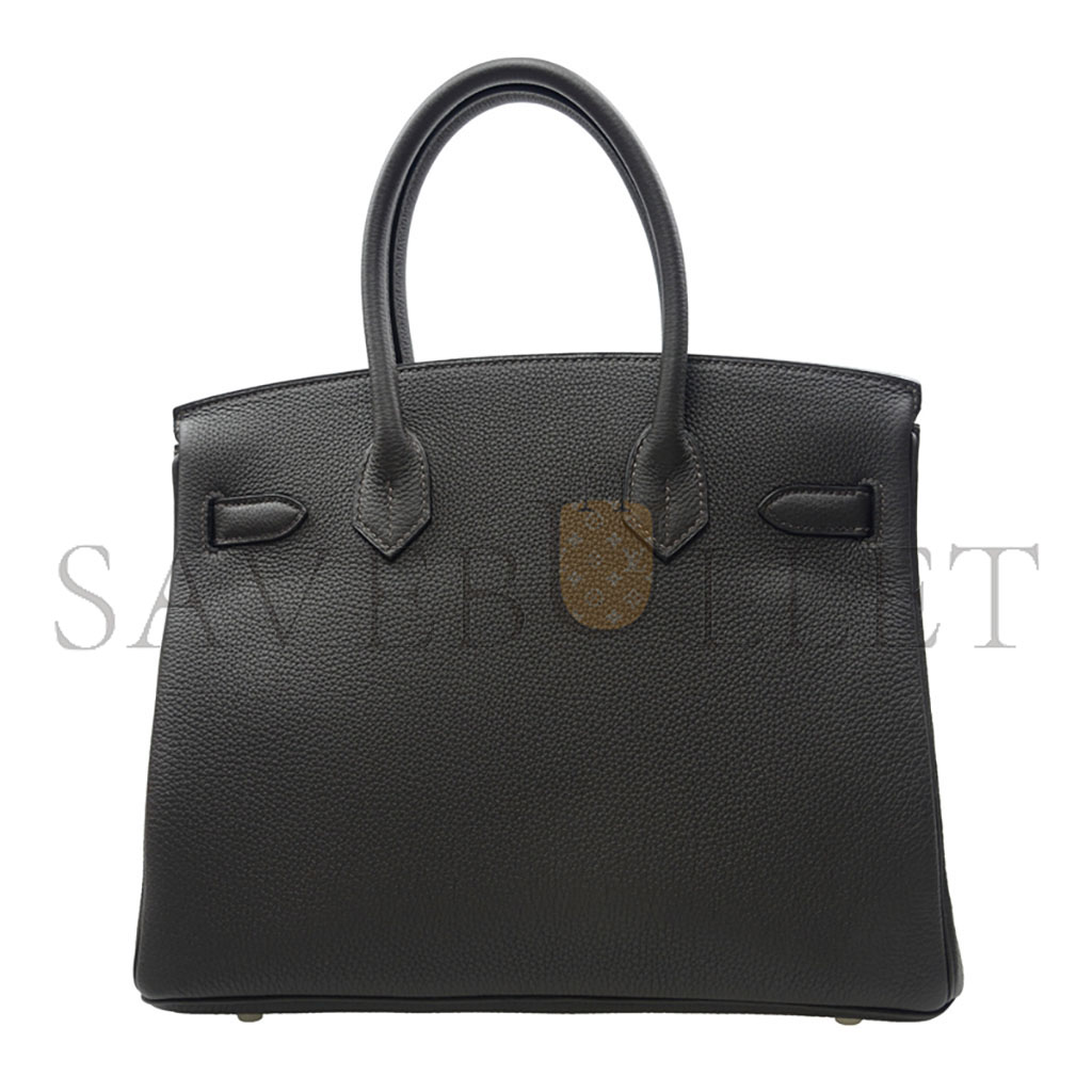 H**mes birkin 35 epsom leather black bag silver buckle bag bk303stgss (35*28*18cm)